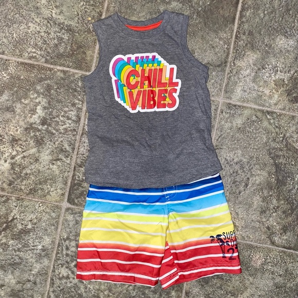 Set of 2 Osh Kosh & Koala Kids Toddler Swim Trunks w/ Crew Neck Tank Top (3T) - Picture 2 of 9